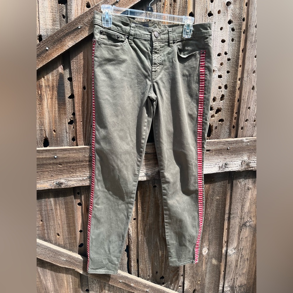 J Crew Toothpick Khaki Pants with Red Stripe Size 27 ankle